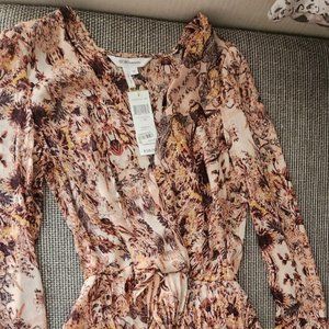 BCBGeneration Pink Coral Floral Pleated Dress Size XS